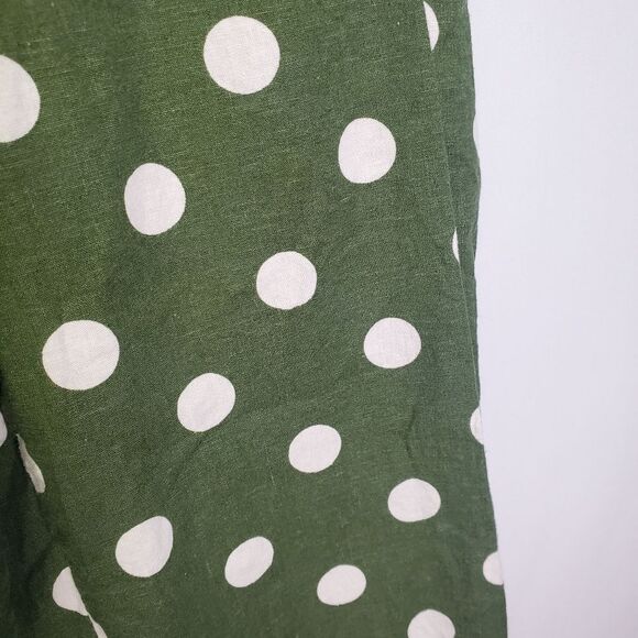Zara Green Polka Dot Linen Blend Pants Size Small - Picture 5 of 8